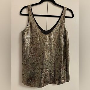 Metallic Gold and Silver Paisley Sleeveless Top